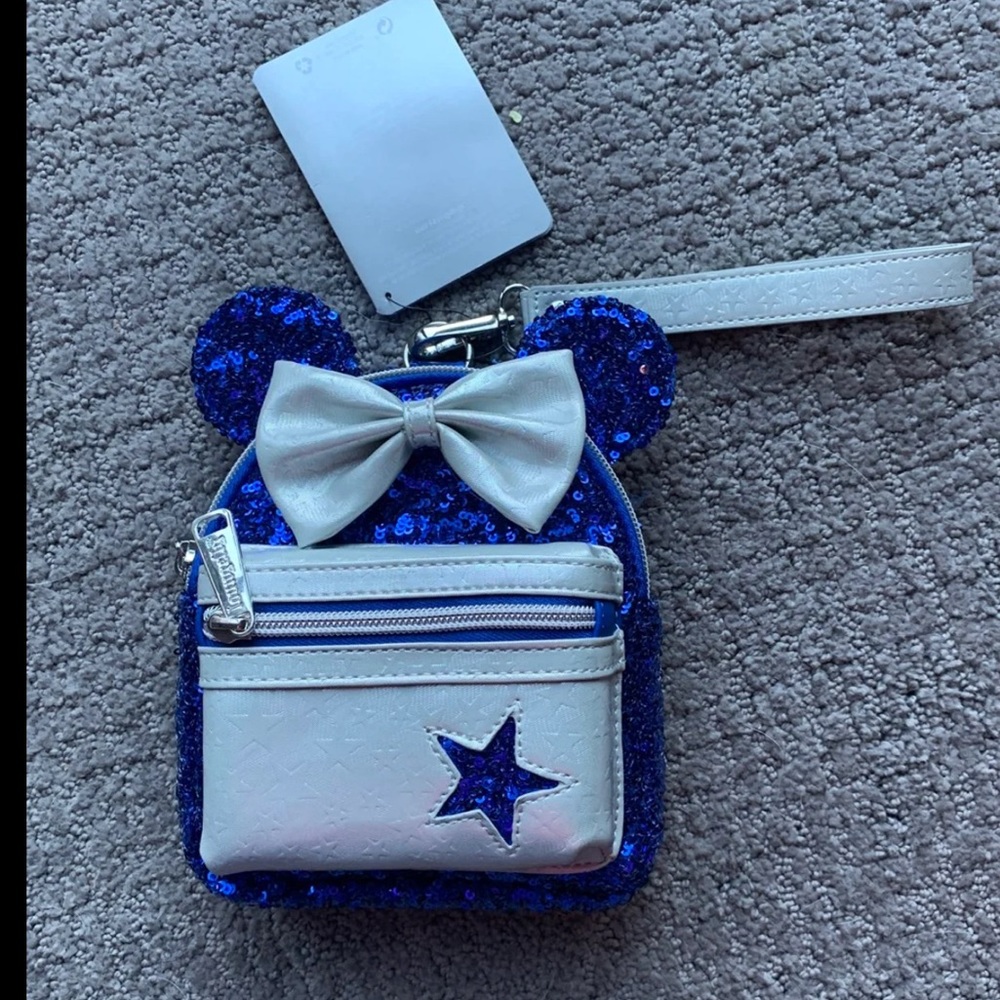 Minnie Mouse Sequined Loungefly Backpack Wristlet – Wishes Come True Blue